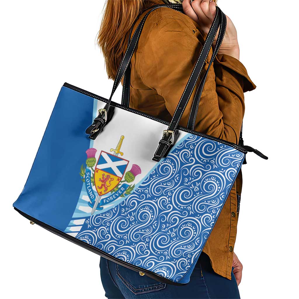 Scotland Forever Leather Tote Bag Thistle Lion Rampant