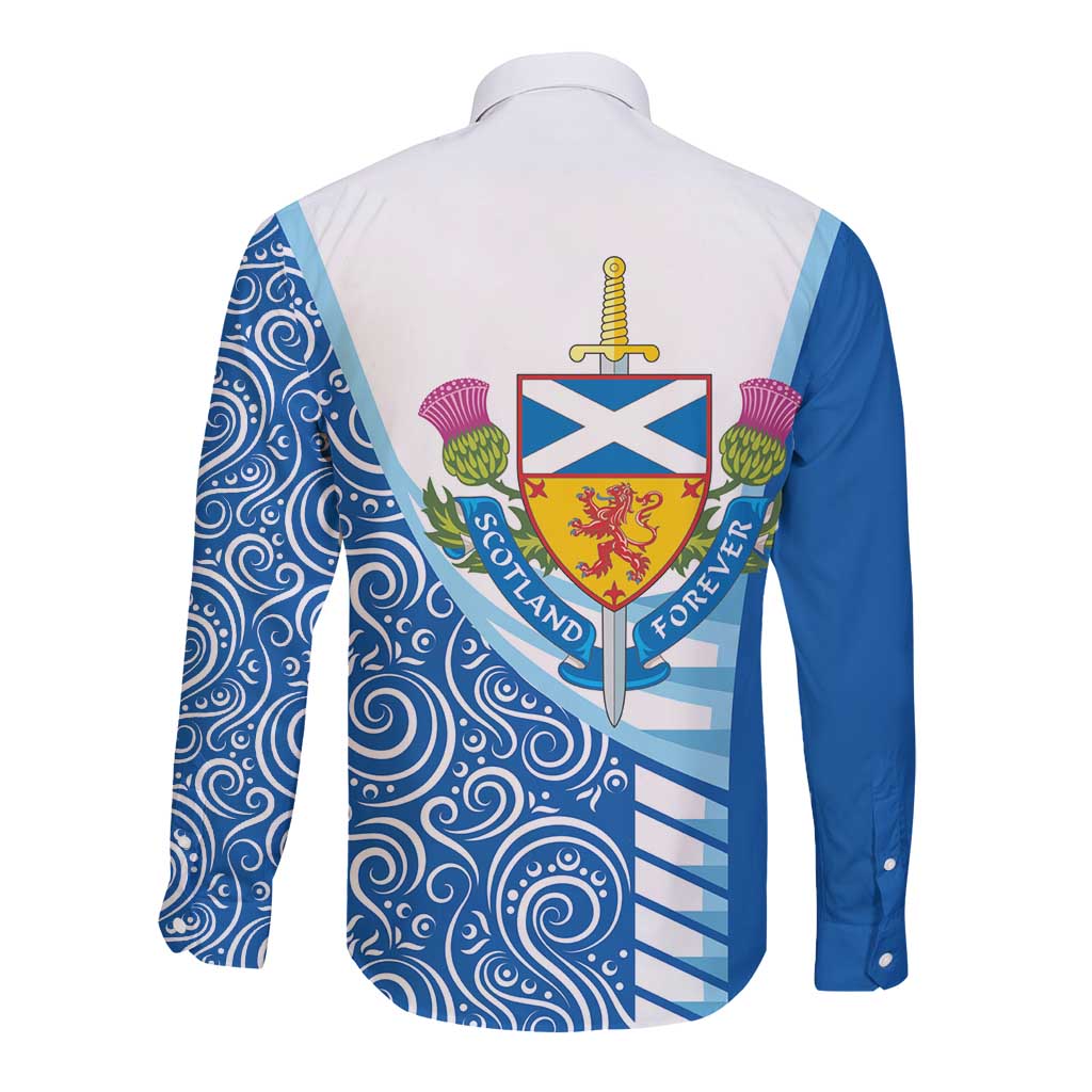 Scotland Forever Long Sleeve Button Shirt Thistle Lion Rampant