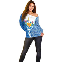 Scotland Forever Off Shoulder Sweater Thistle Lion Rampant