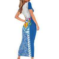Scotland Forever Short Sleeve Bodycon Dress Thistle Lion Rampant - Wonder Print Shop