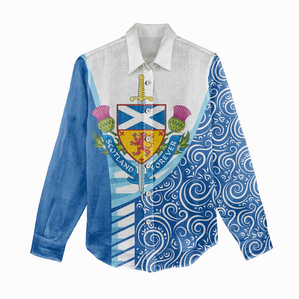 Scotland Forever Women Casual Shirt Thistle Lion Rampant - Wonder Print Shop