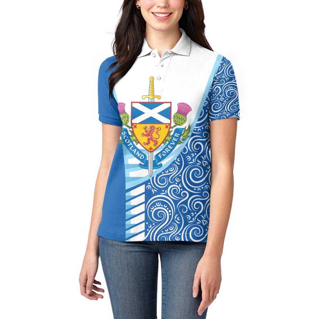 Scotland Forever Women Polo Shirt Thistle Lion Rampant - Wonder Print Shop