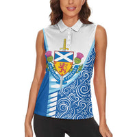 Scotland Forever Women Sleeveless Polo Shirt Thistle Lion Rampant - Wonder Print Shop