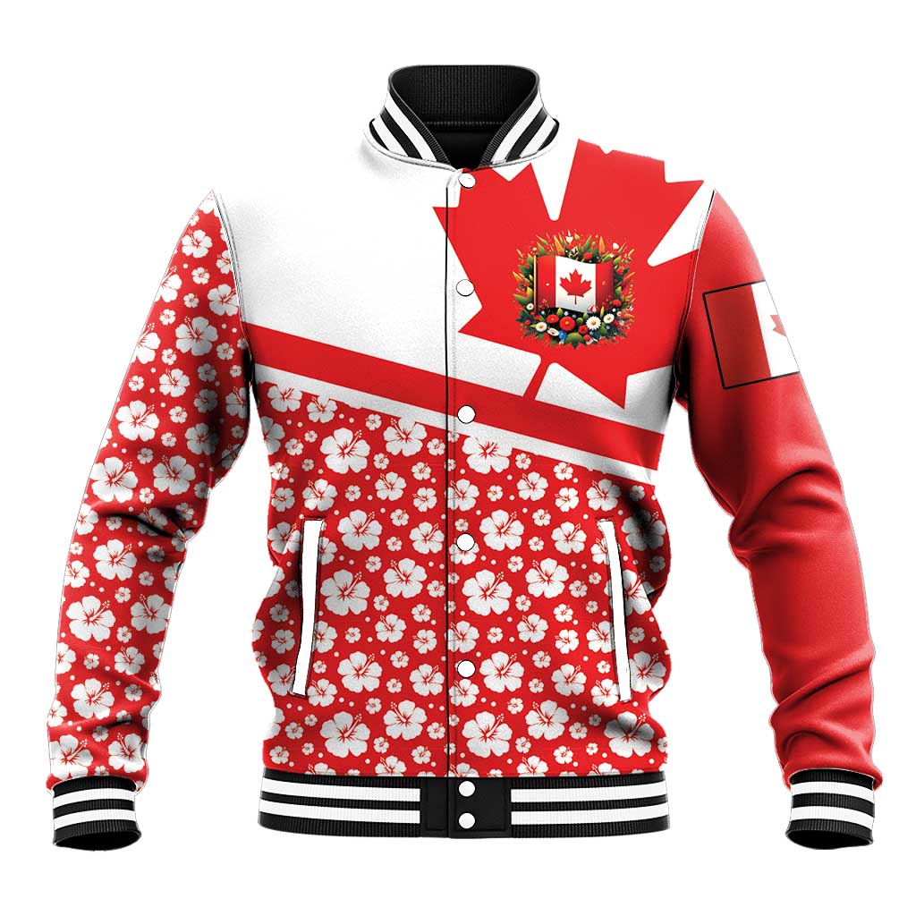 Canada Baseball Jacket Summer Hibiscus Tropical Flower