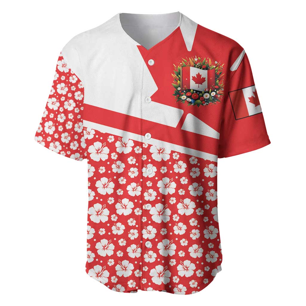 Canada Baseball Jersey Summer Hibiscus Tropical Flower
