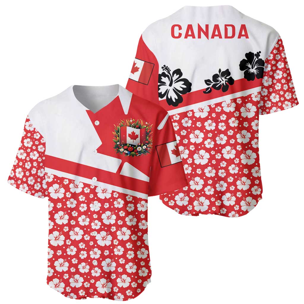 Canada Baseball Jersey Summer Hibiscus Tropical Flower
