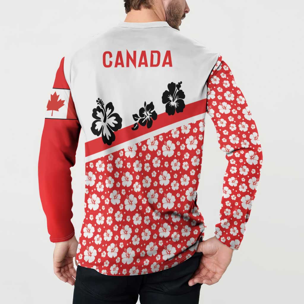Canada Button Sweatshirt Summer Hibiscus Tropical Flower