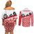 Canada Couples Matching Off Shoulder Short Dress and Long Sleeve Button Shirt Summer Hibiscus Tropical Flower