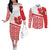 Canada Couples Matching Off The Shoulder Long Sleeve Dress and Long Sleeve Button Shirt Summer Hibiscus Tropical Flower