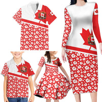 Canada Family Matching Long Sleeve Bodycon Dress and Hawaiian Shirt Summer Hibiscus Tropical Flower