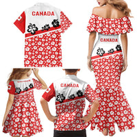 Canada Family Matching Mermaid Dress and Hawaiian Shirt Summer Hibiscus Tropical Flower