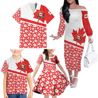 Canada Family Matching Off The Shoulder Long Sleeve Dress and Hawaiian Shirt Summer Hibiscus Tropical Flower