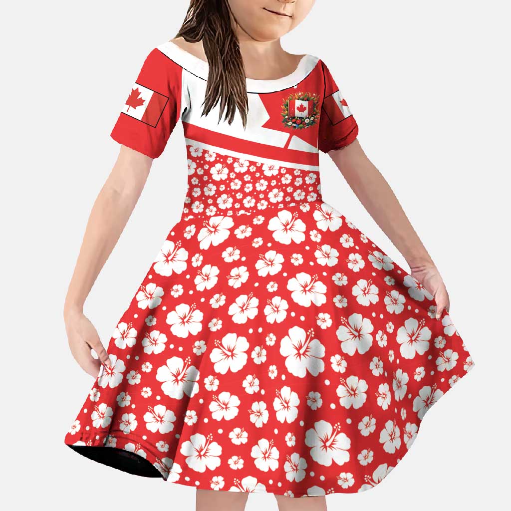 Canada Family Matching Off Shoulder Maxi Dress and Hawaiian Shirt Summer Hibiscus Tropical Flower