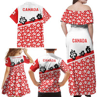 Canada Family Matching Off Shoulder Maxi Dress and Hawaiian Shirt Summer Hibiscus Tropical Flower