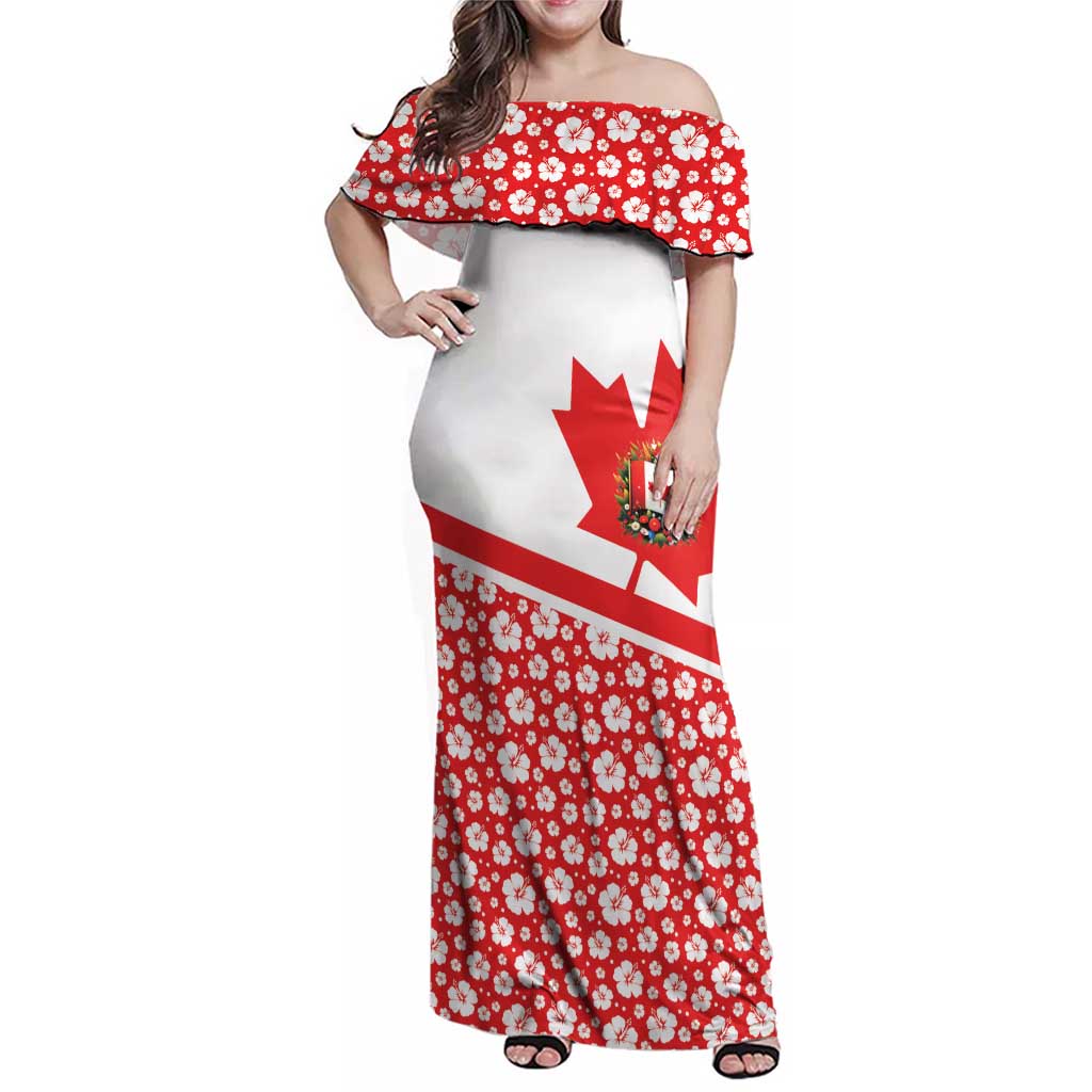 Canada Family Matching Off Shoulder Maxi Dress and Hawaiian Shirt Summer Hibiscus Tropical Flower