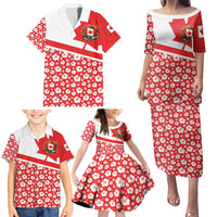 Canada Family Matching Puletasi and Hawaiian Shirt Summer Hibiscus Tropical Flower