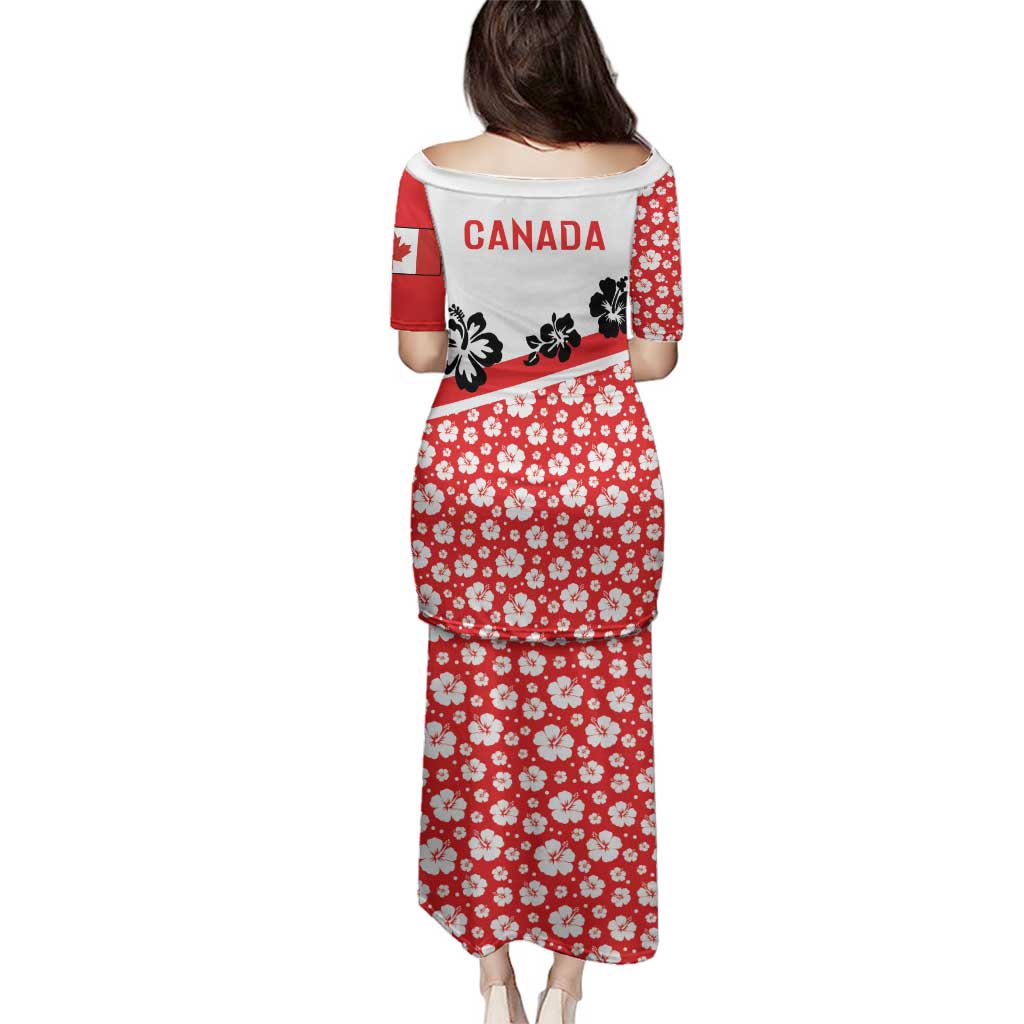 Canada Family Matching Puletasi and Hawaiian Shirt Summer Hibiscus Tropical Flower