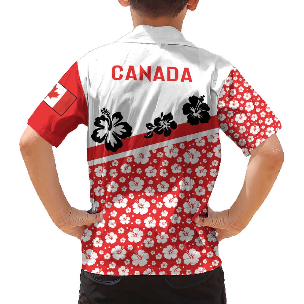 Canada Family Matching Short Sleeve Bodycon Dress and Hawaiian Shirt Summer Hibiscus Tropical Flower