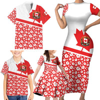 Canada Family Matching Short Sleeve Bodycon Dress and Hawaiian Shirt Summer Hibiscus Tropical Flower