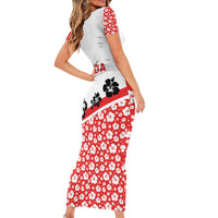 Canada Family Matching Short Sleeve Bodycon Dress and Hawaiian Shirt Summer Hibiscus Tropical Flower