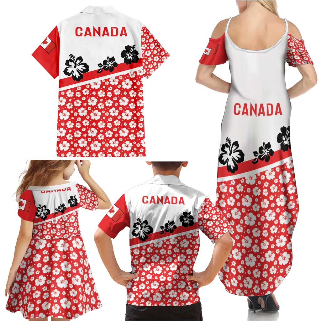 Canada Family Matching Summer Maxi Dress and Hawaiian Shirt Summer Hibiscus Tropical Flower