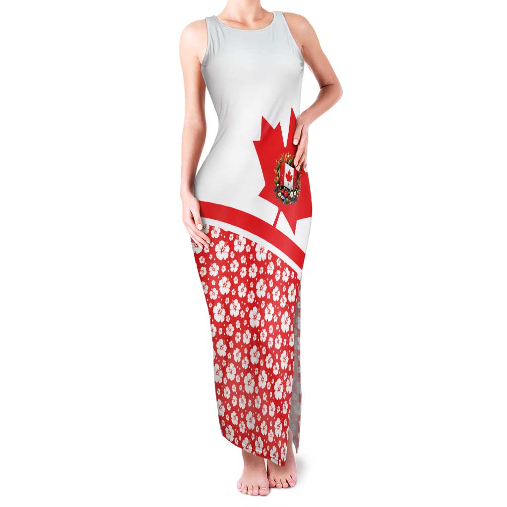 Canada Family Matching Tank Maxi Dress and Hawaiian Shirt Summer Hibiscus Tropical Flower