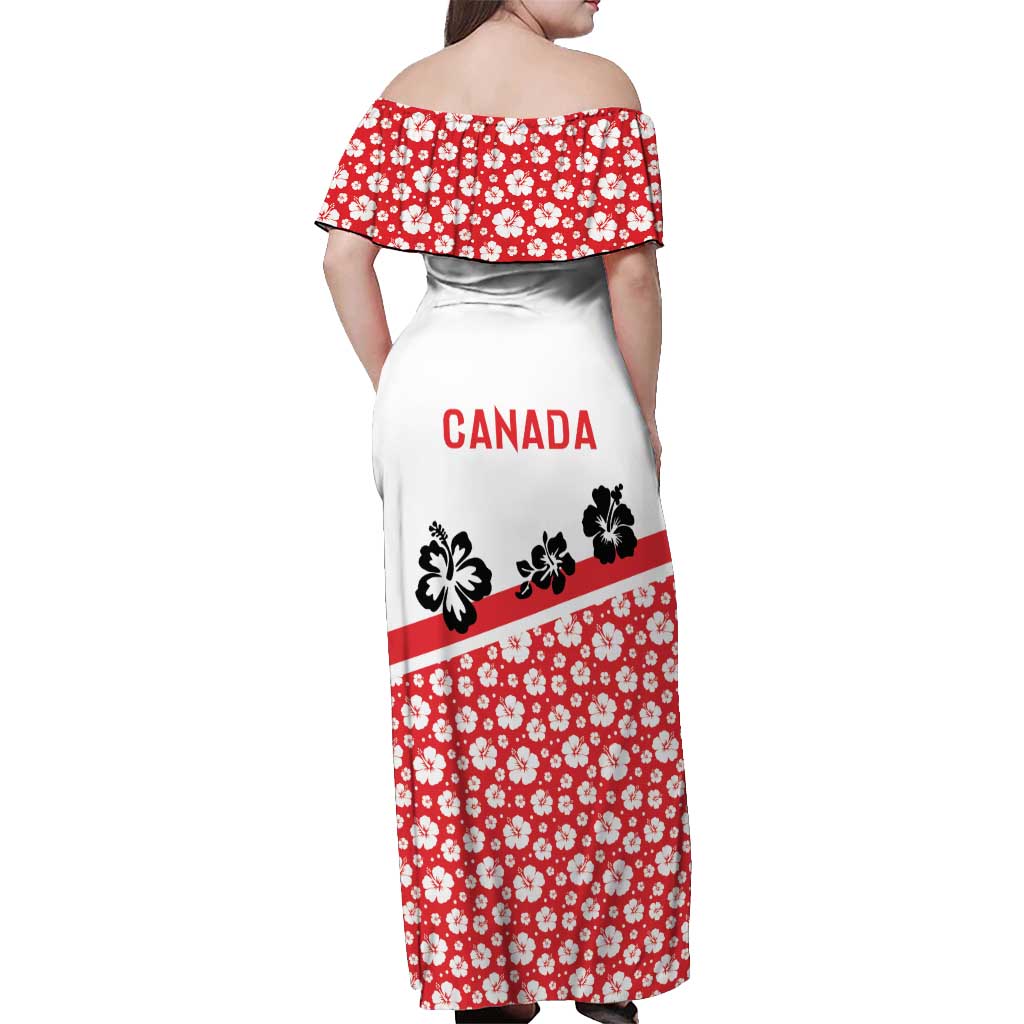 Canada Off Shoulder Maxi Dress Summer Hibiscus Tropical Flower