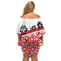 Canada Off Shoulder Short Dress Summer Hibiscus Tropical Flower