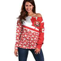 Canada Off Shoulder Sweater Summer Hibiscus Tropical Flower