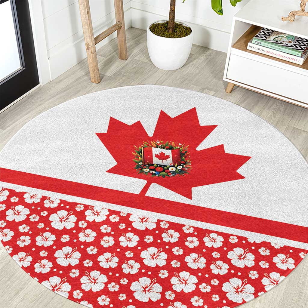 Canada Round Carpet Summer Hibiscus Tropical Flower