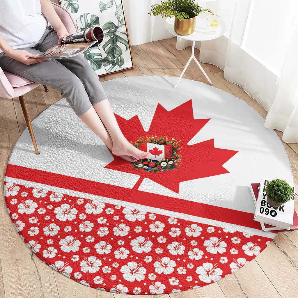 Canada Round Carpet Summer Hibiscus Tropical Flower