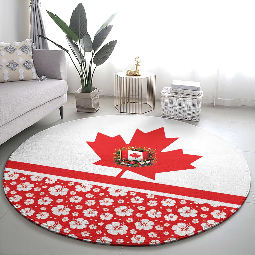 Canada Round Carpet Summer Hibiscus Tropical Flower