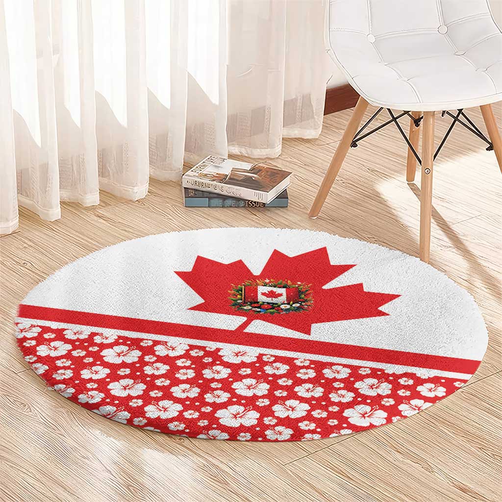 Canada Round Carpet Summer Hibiscus Tropical Flower