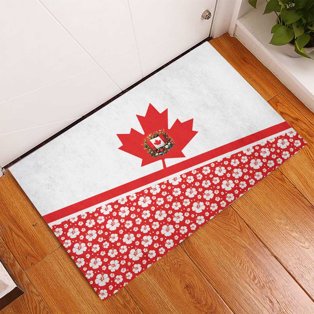 Canada Rubber Doormat Summer Hibiscus Tropical Flower