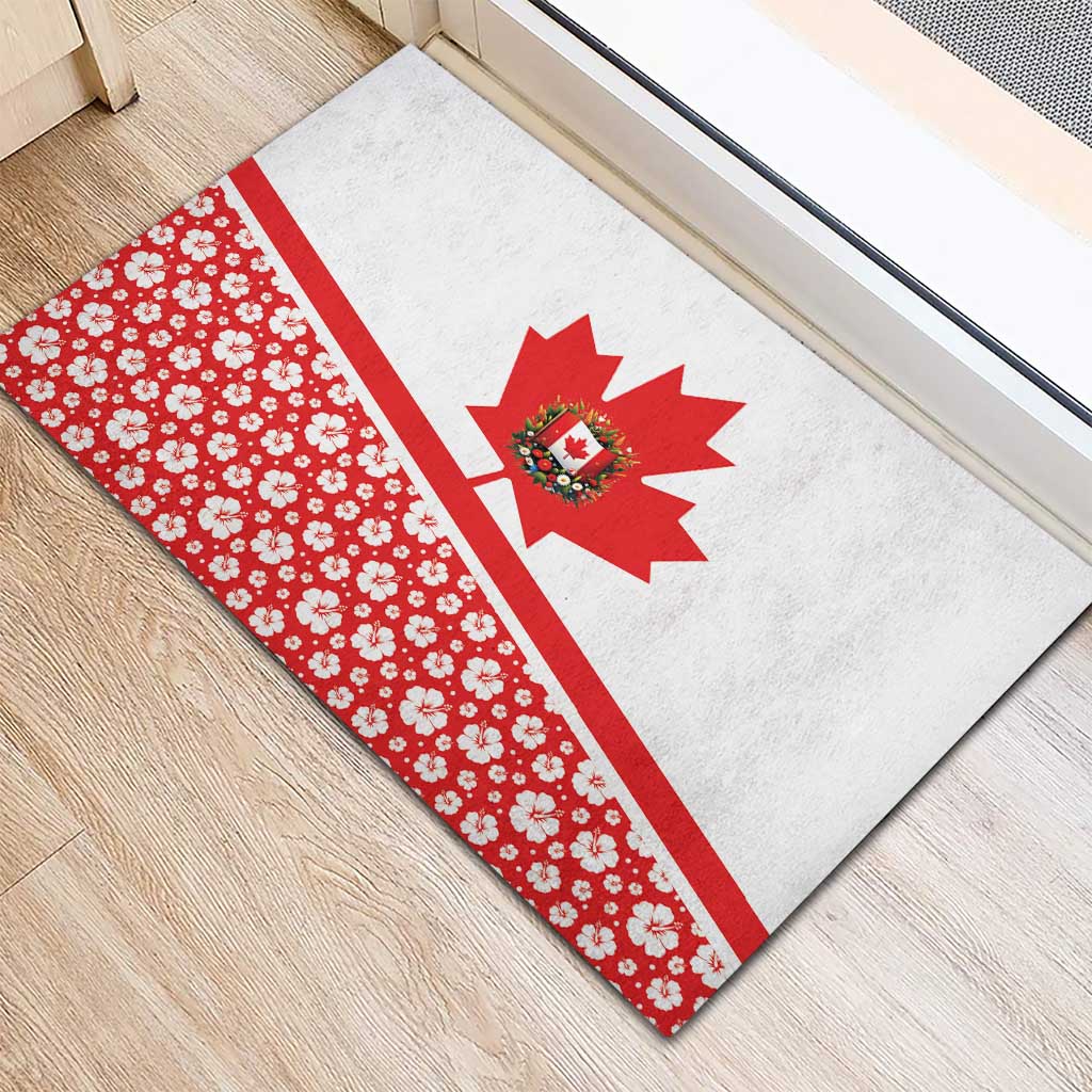 Canada Rubber Doormat Summer Hibiscus Tropical Flower