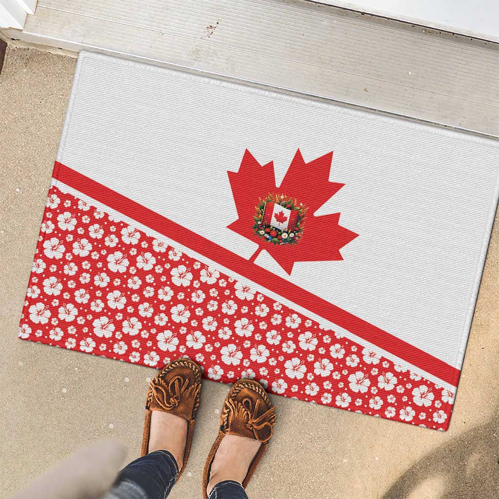 Canada Rubber Doormat Summer Hibiscus Tropical Flower