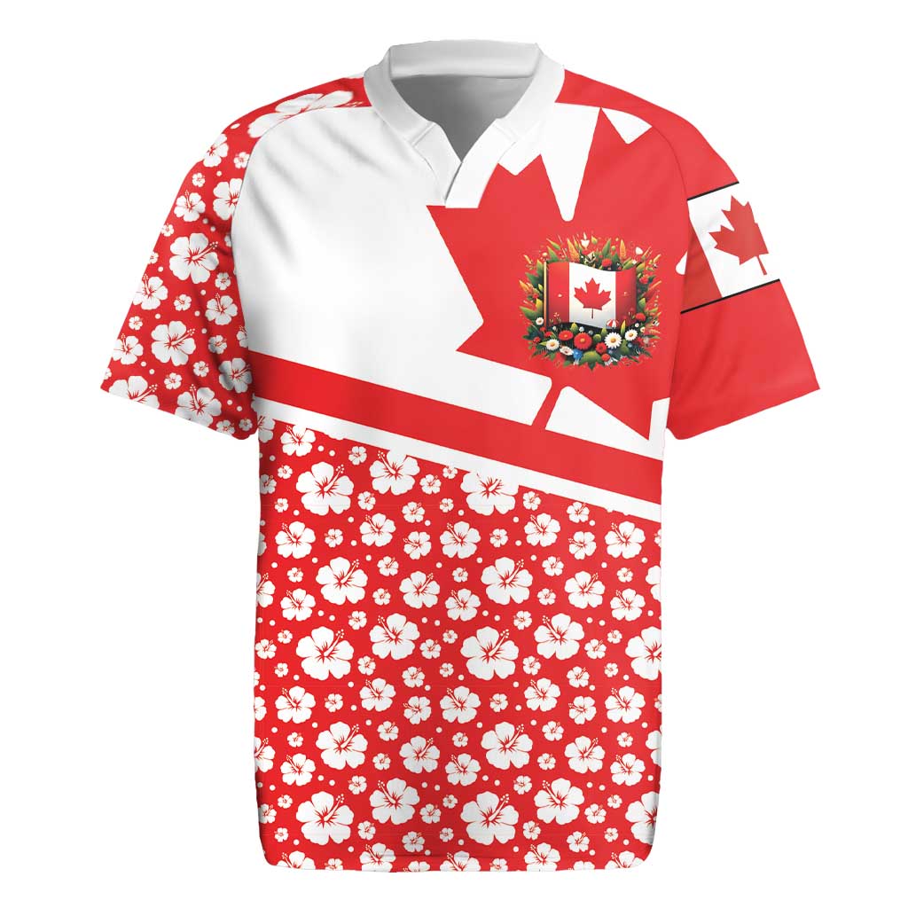 Canada Rugby Jersey Summer Hibiscus Tropical Flower