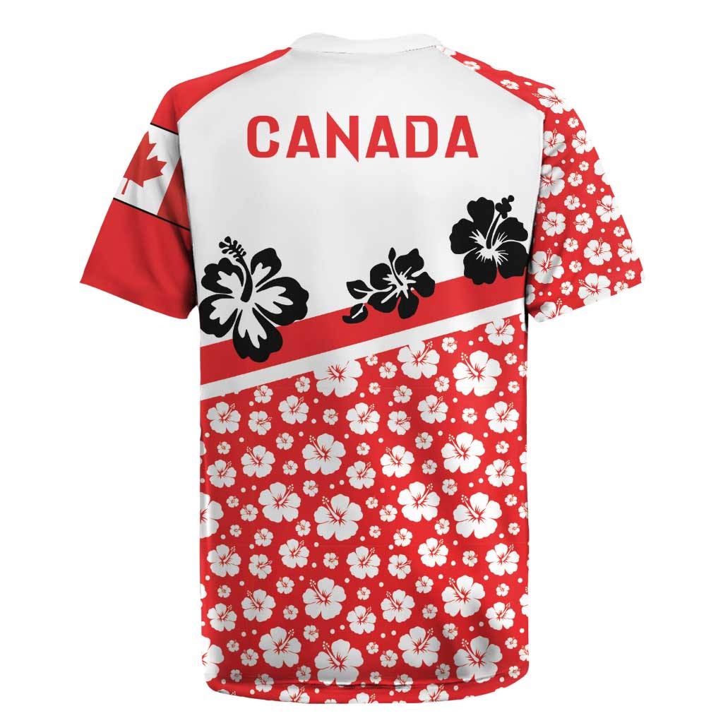 Canada Rugby Jersey Summer Hibiscus Tropical Flower