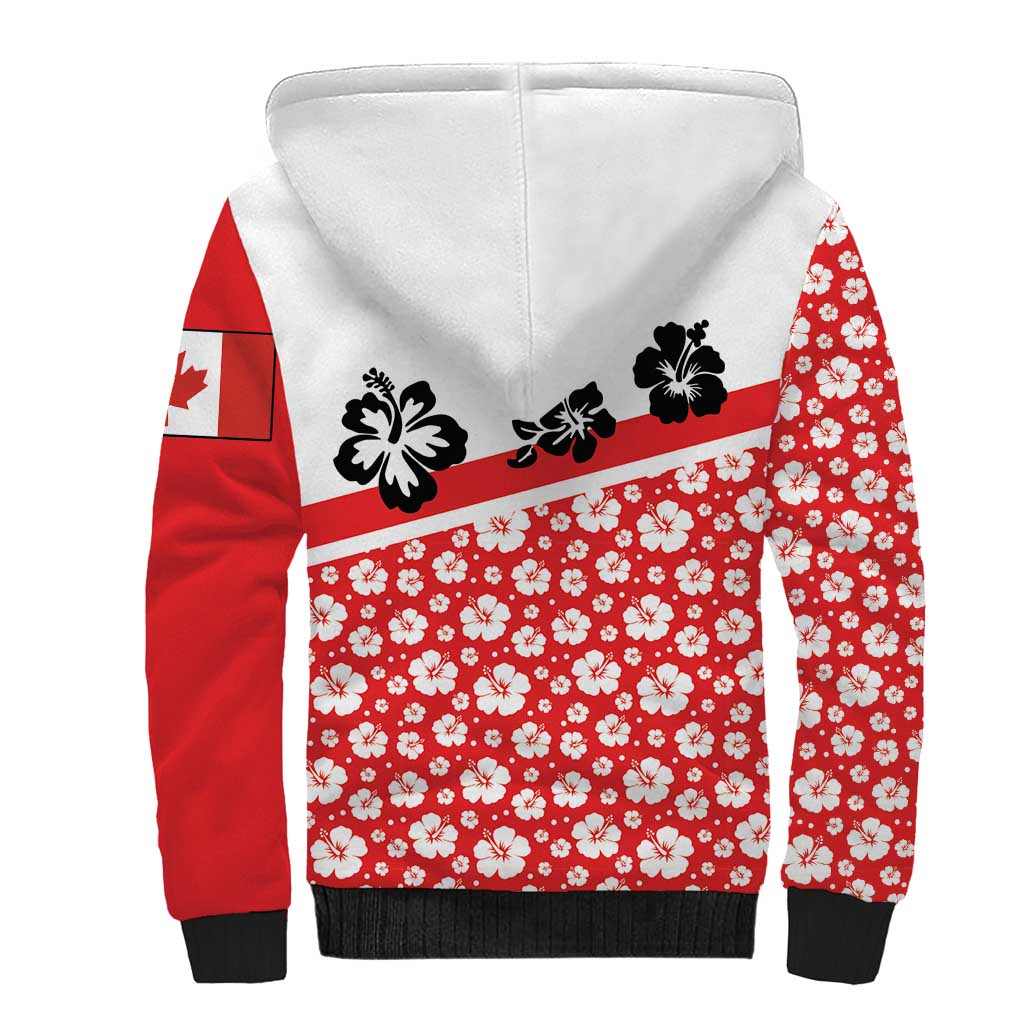 Canada Sherpa Hoodie Summer Hibiscus Tropical Flower