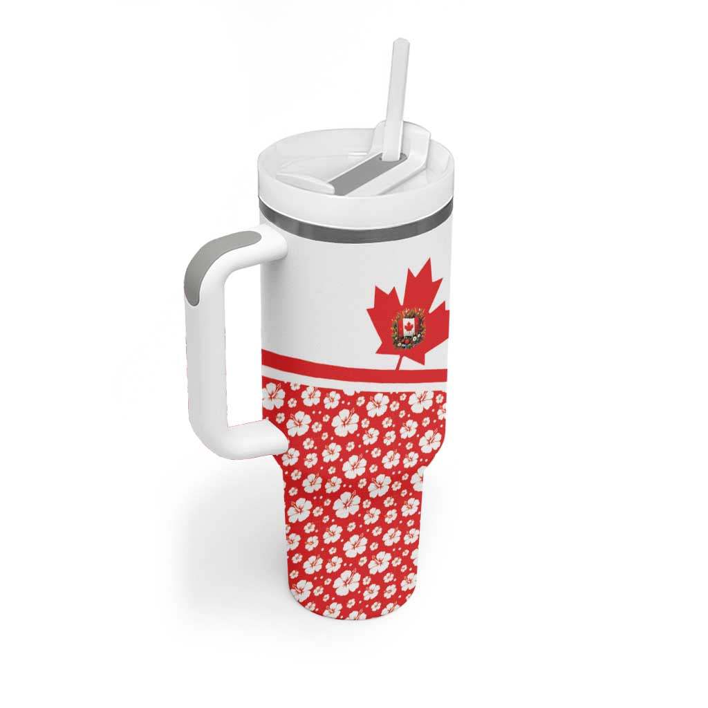 Canada Tumbler With Handle Summer Hibiscus Tropical Flower