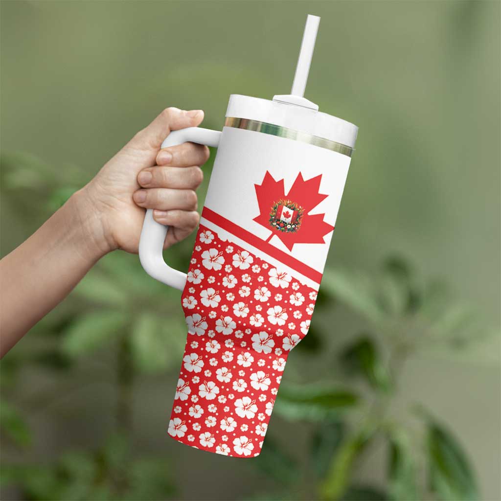Canada Tumbler With Handle Summer Hibiscus Tropical Flower