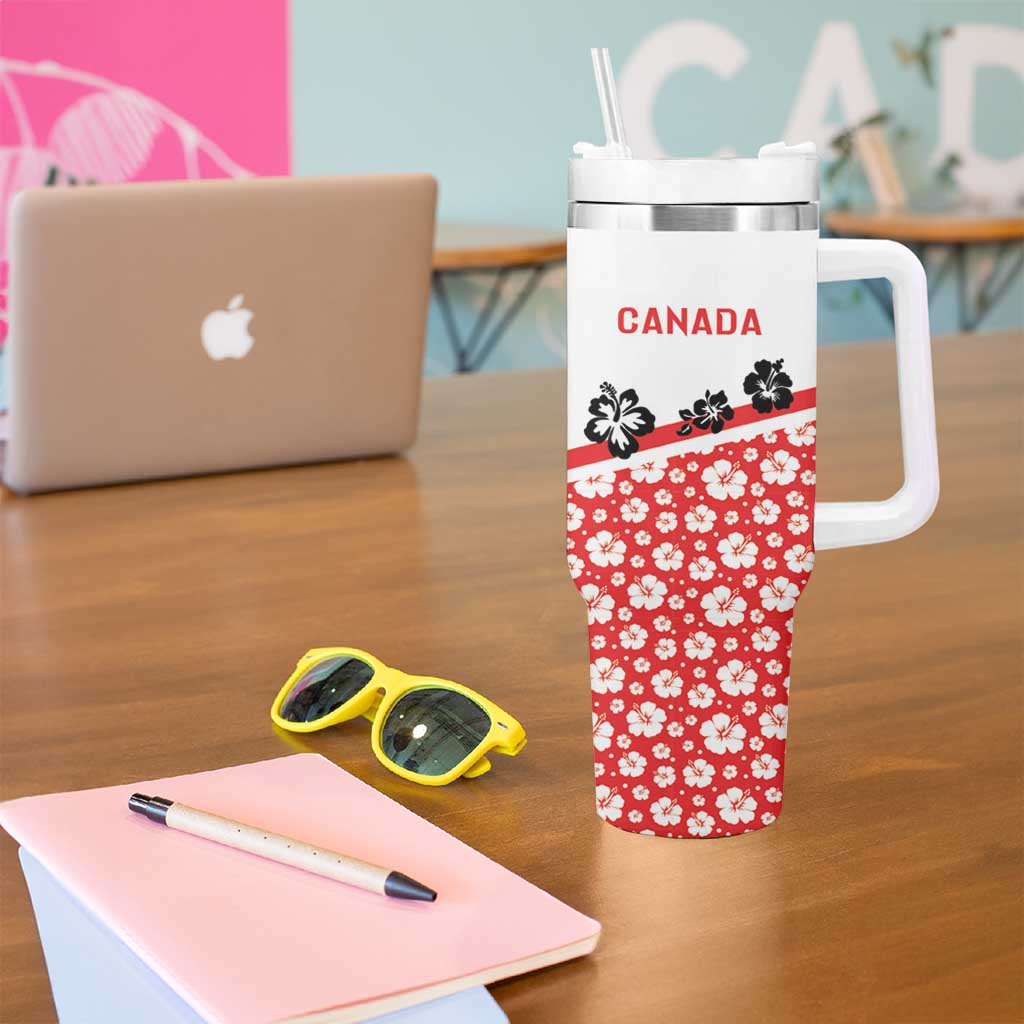 Canada Tumbler With Handle Summer Hibiscus Tropical Flower