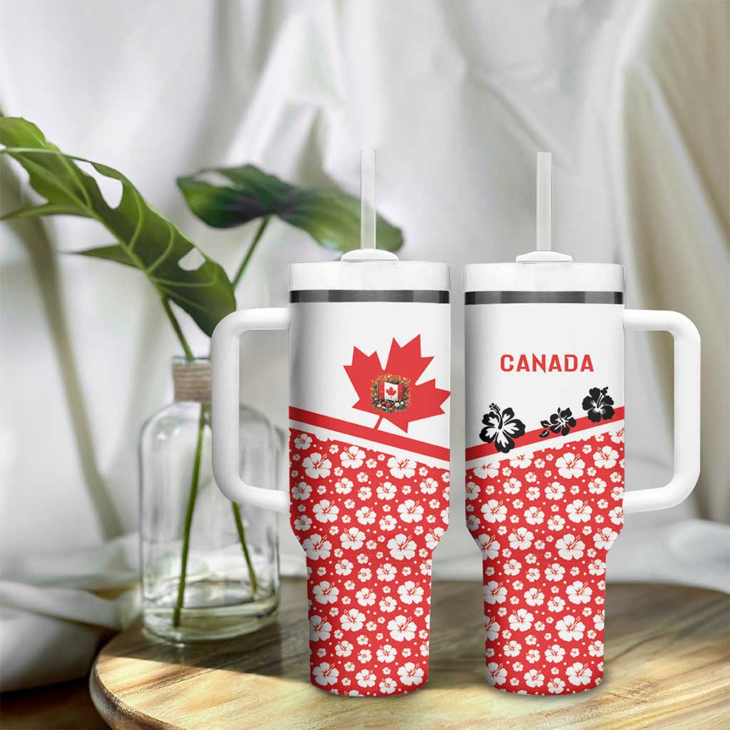 Canada Tumbler With Handle Summer Hibiscus Tropical Flower