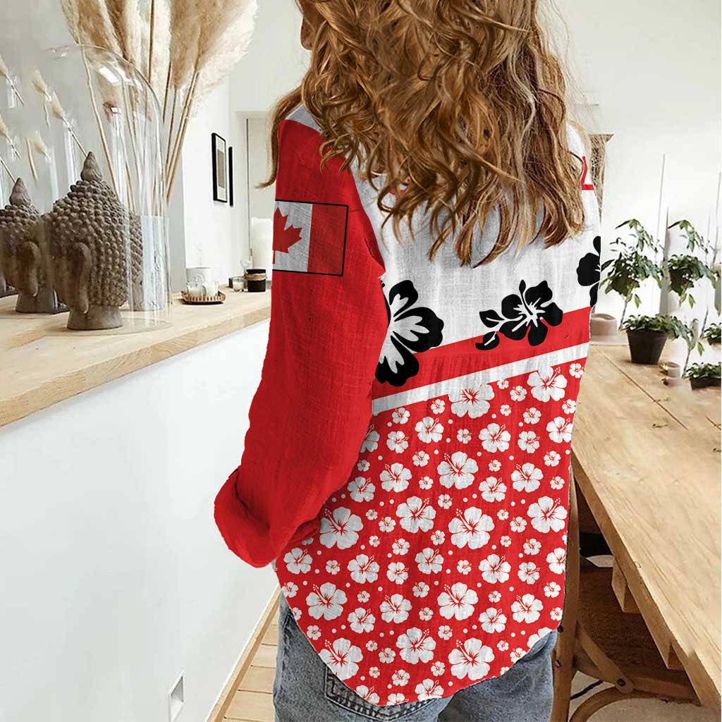 Canada Women Casual Shirt Summer Hibiscus Tropical Flower