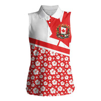 Canada Women Sleeveless Polo Shirt Summer Hibiscus Tropical Flower