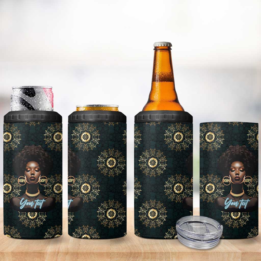 Personalized Powerful Woman in Patterns African 4 in 1 Can Cooler Tumbler