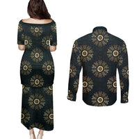 Personalized Powerful Woman in Patterns African Couples Matching Puletasi and Long Sleeve Button Shirt