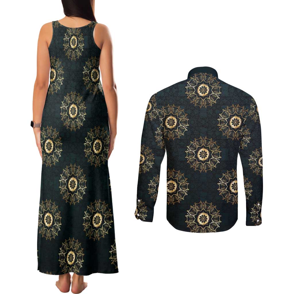 Personalized Powerful Woman in Patterns African Couples Matching Tank Maxi Dress and Long Sleeve Button Shirt