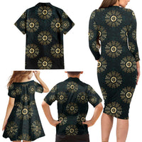 Personalized Powerful Woman in Patterns African Family Matching Long Sleeve Bodycon Dress and Hawaiian Shirt