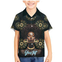 Personalized Powerful Woman in Patterns African Family Matching Mermaid Dress and Hawaiian Shirt